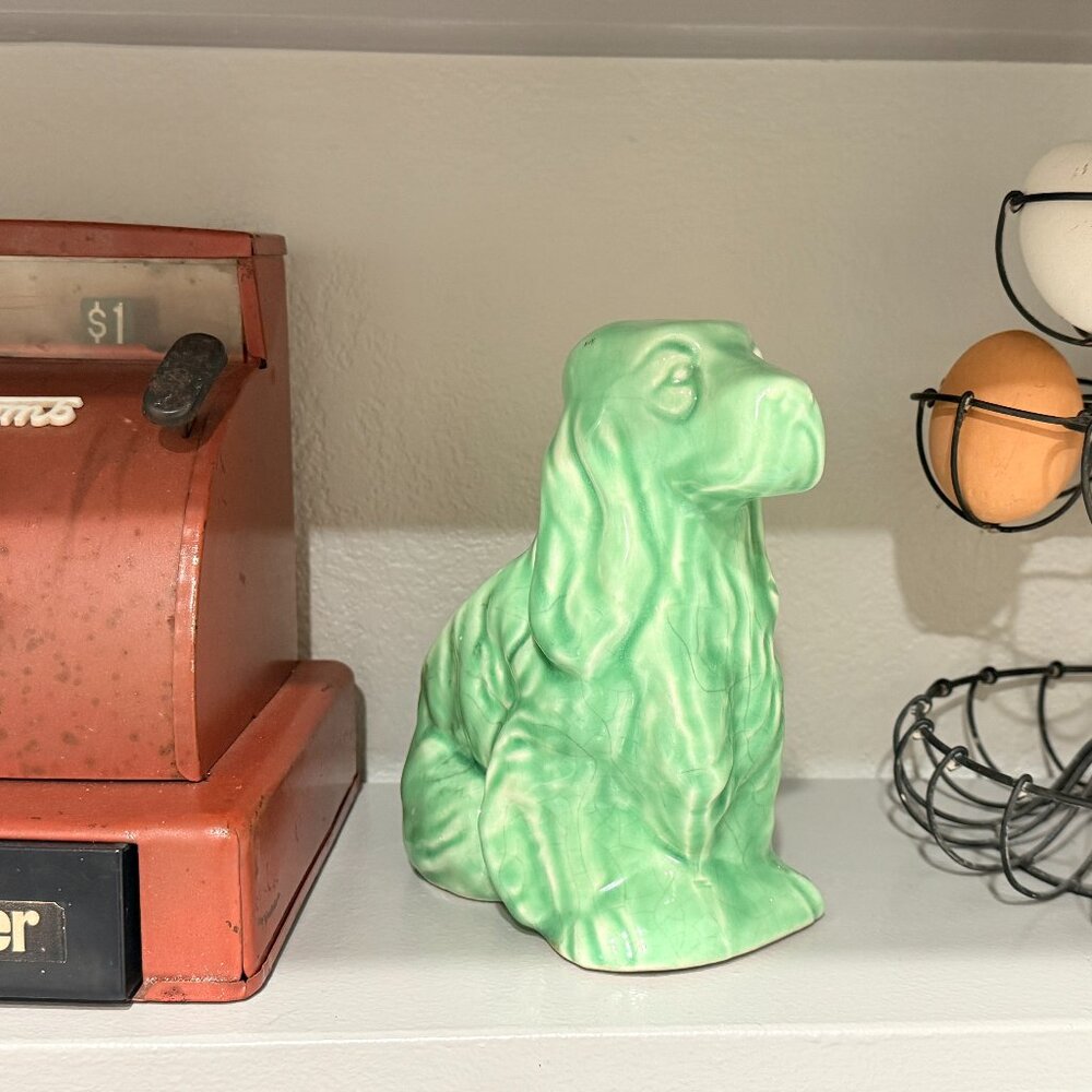 Vintage Shawnee Pottery Cocker Spaniel Planter in mint green - Picture 12 of 13